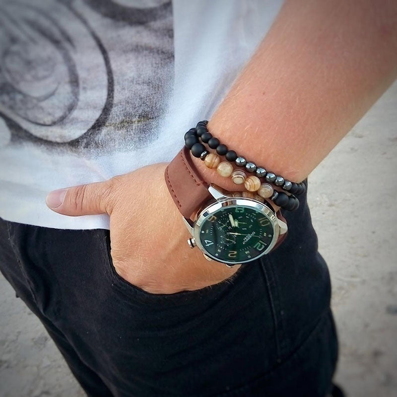 Soothing Protection - Hematite Agate Bracelet Set - TeamPlanting