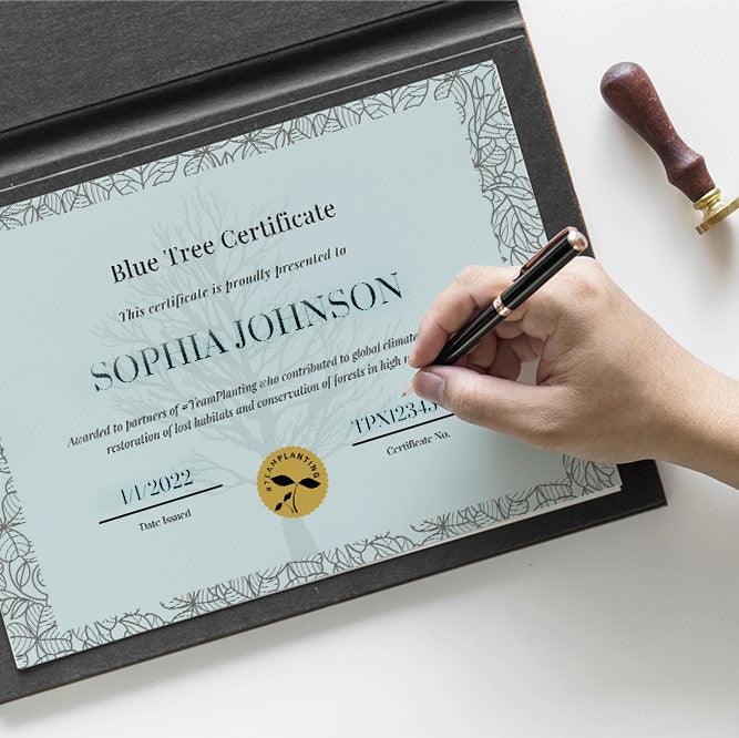 #type_Blue - 10 Trees Certificate