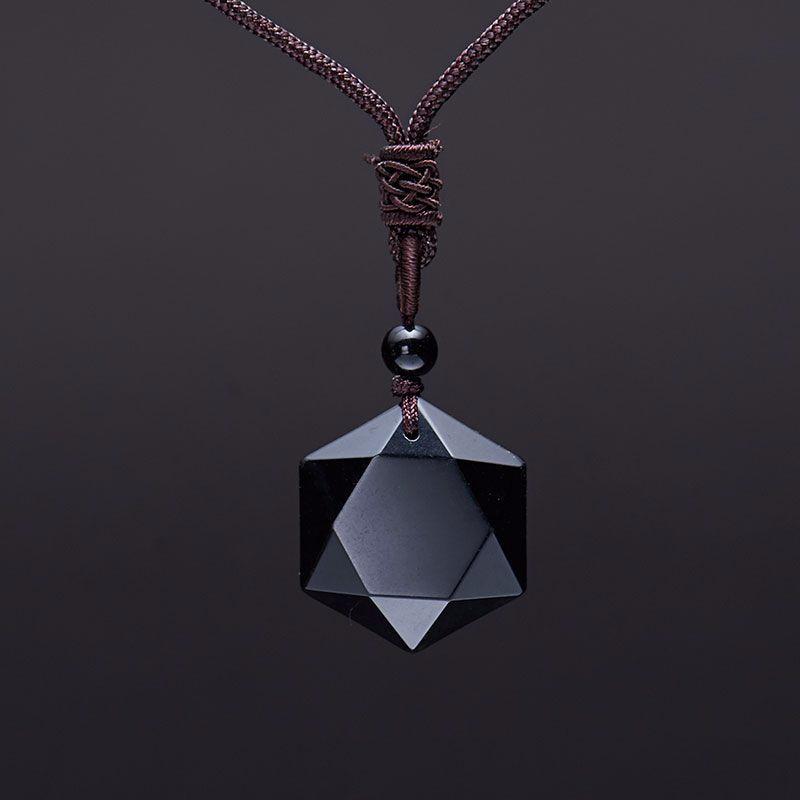 Triple Grounding - Obsidian Hexagram Necklace 0 - TeamPlanting