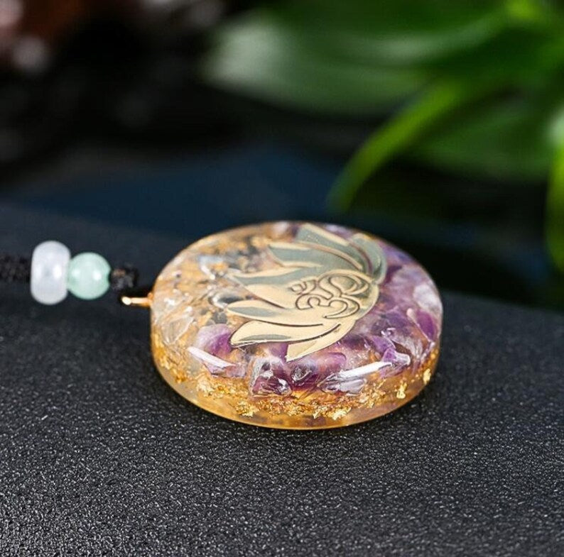 Prestigious Bloom - Lotus Amethyst Orgone Necklace - TeamPlanting