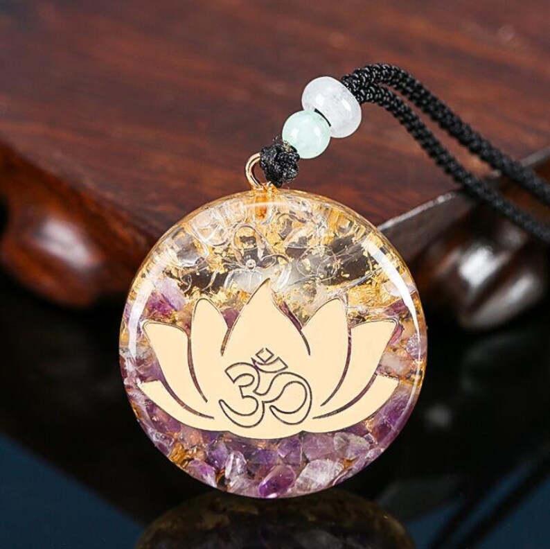 Prestigious Bloom - Lotus Amethyst Orgone Necklace - TeamPlanting