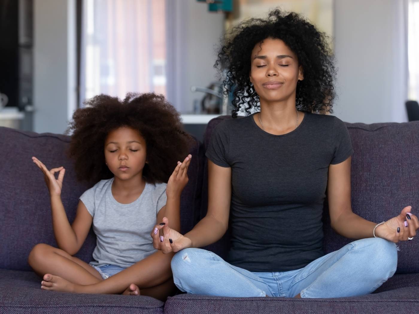 Mother and daughter meditation