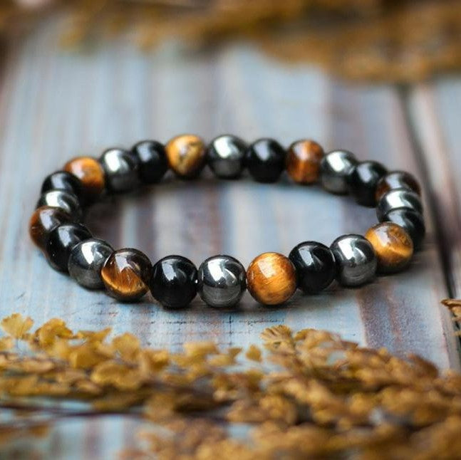 Triple Protection - Tiger's Eye Obsidian Hematite Bracelet Bracelets - TeamPlanting