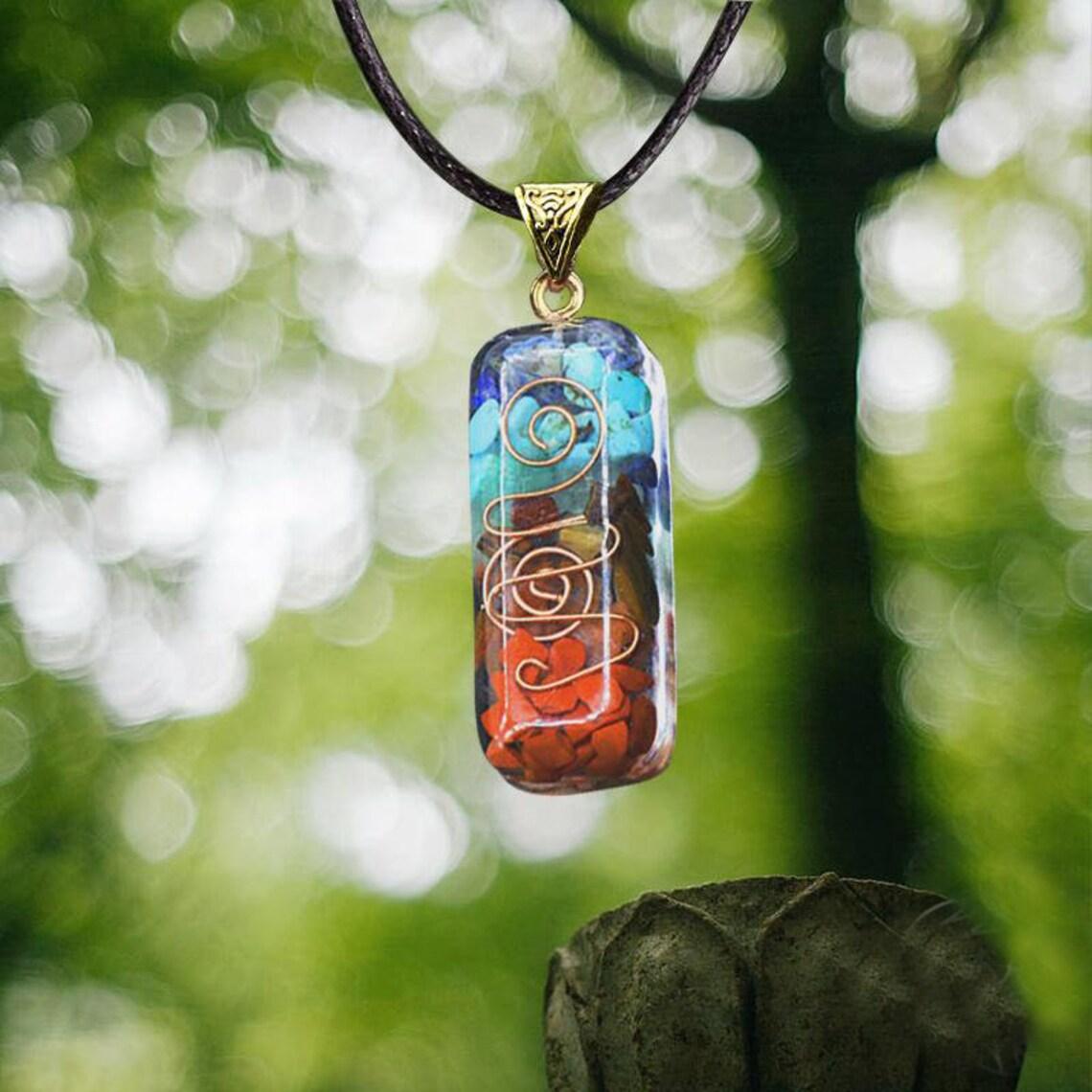7 Chakra Orgonite Necklace - Energy Stabilizer Necklaces - TeamPlanting