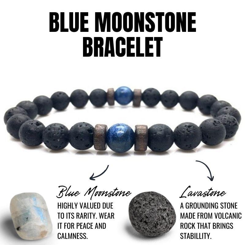 Spiritual Quietude - Blue Moonstone Lava Bracelet 0 - TeamPlanting