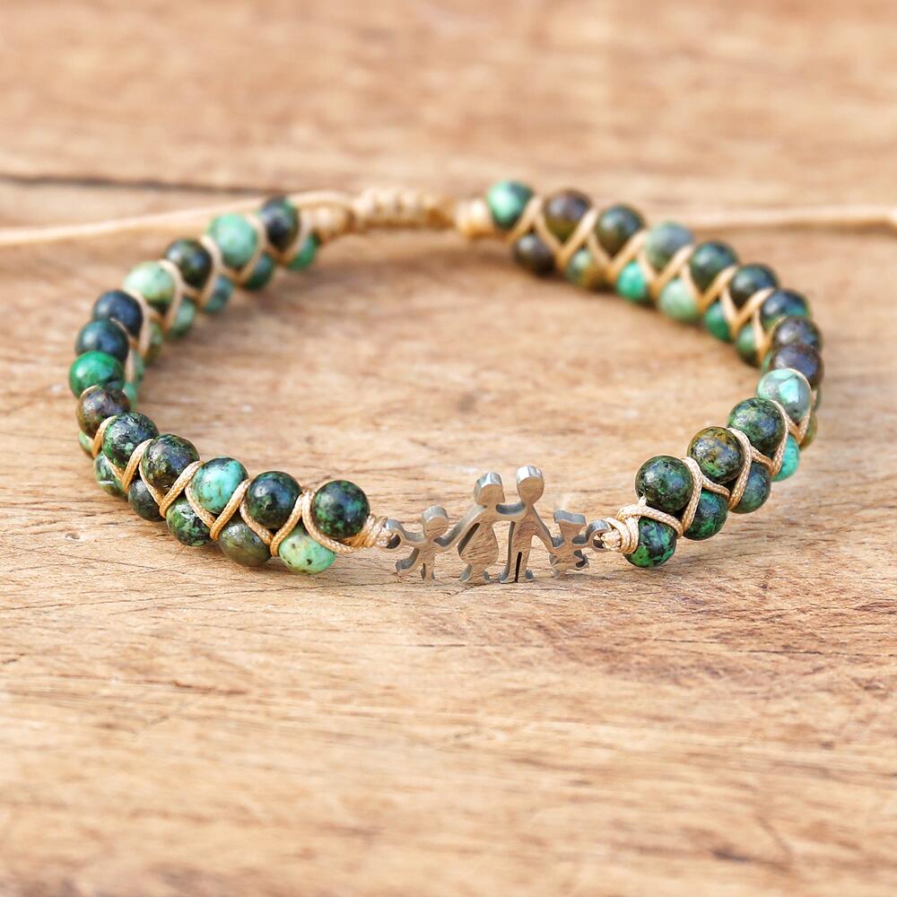 Peaceful Harmony - Family Silver Charm Jasper Bracelet 0 - TeamPlanting