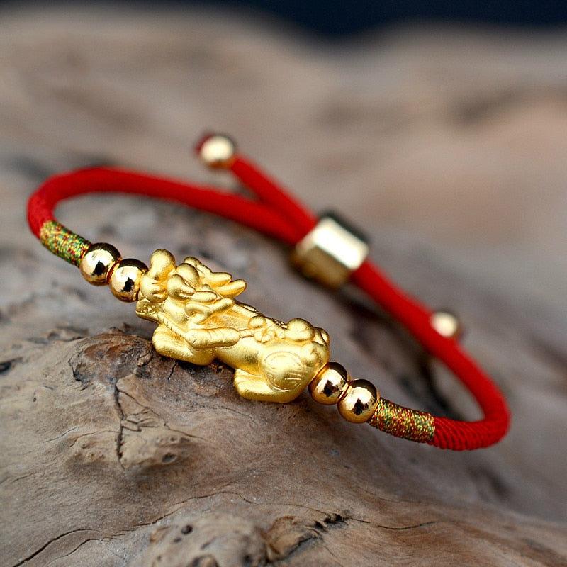 Glorious Fortune - Red String Feng Shui Pixiu Bracelet 0 - TeamPlanting