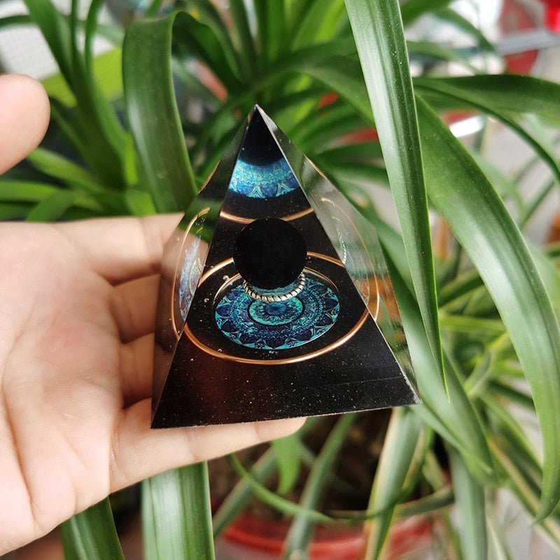 Brave Aura - Obsidian Copper Tree of Life Orgone Pyramid - TeamPlanting