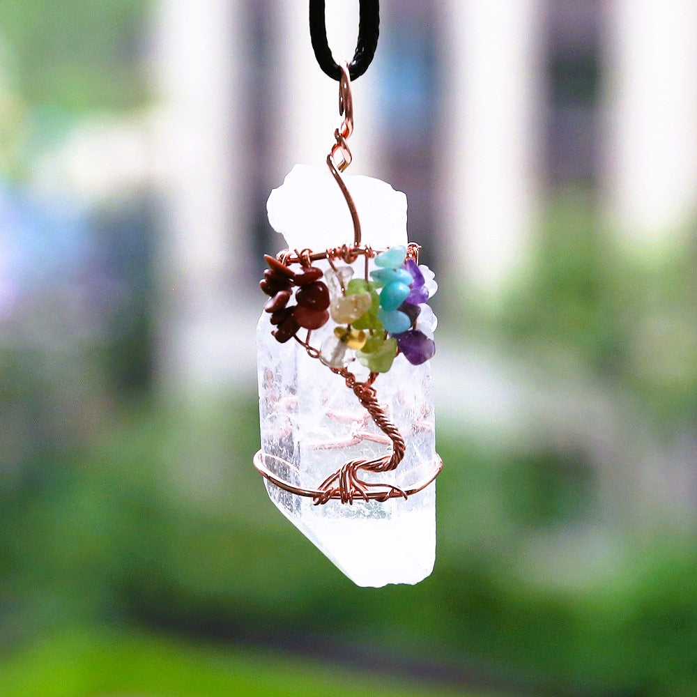 Sacred Love - Crystal Quartz Tree of Life Necklace - TeamPlanting