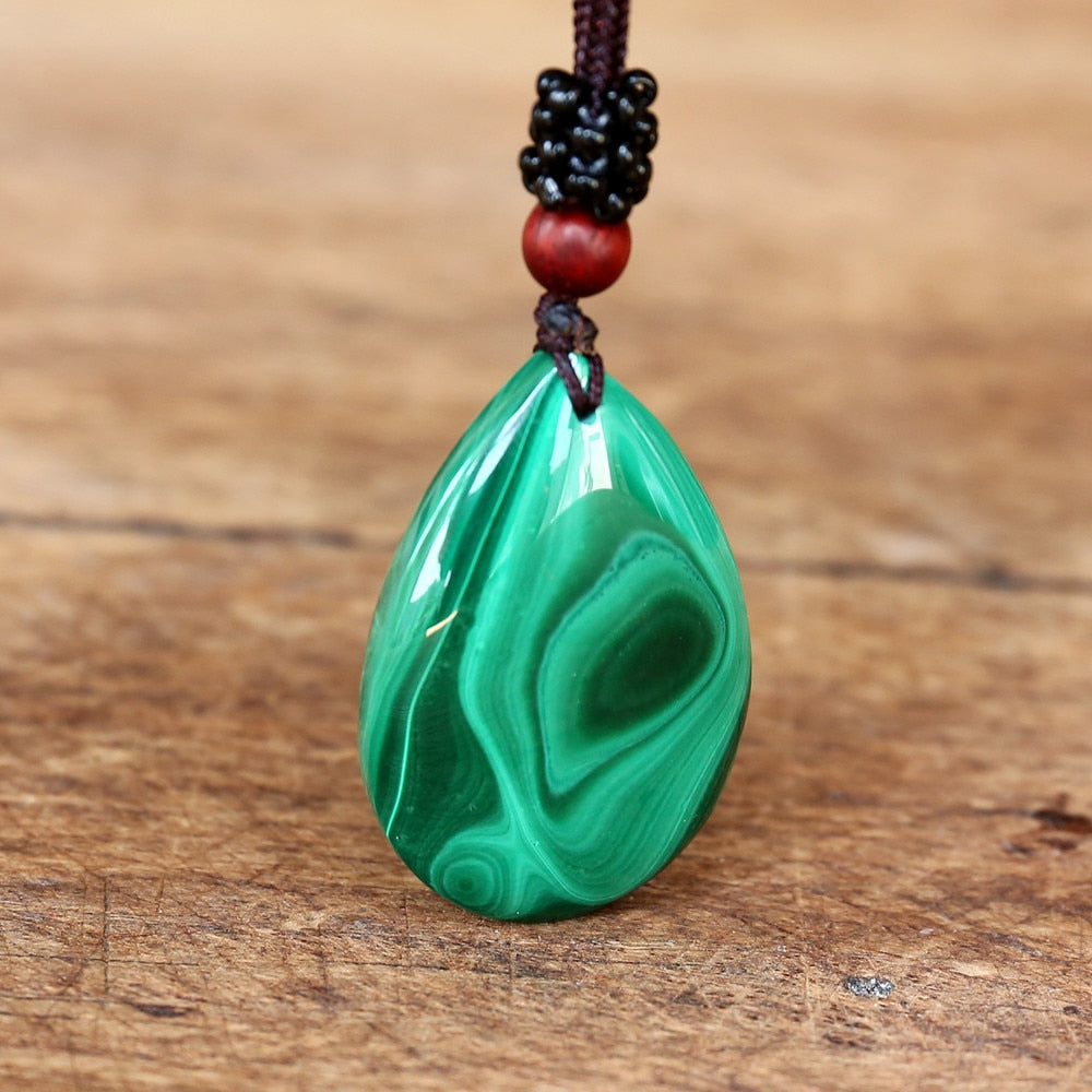 Stress & Anxiety Relief - Green Malachite Necklace 0 - TeamPlanting