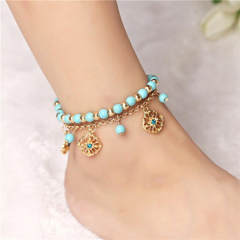 Dream Manifester - Mandala Charms Turquoise Anklet 0 - TeamPlanting