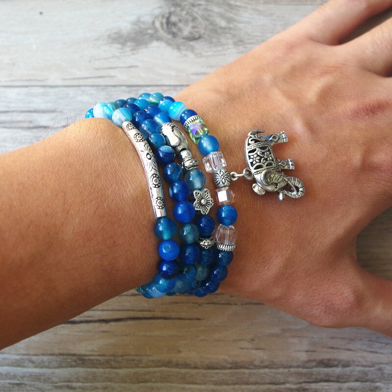 Peaceful Heart - Blue Tourmaline Prayer Beads Bracelet 0 - TeamPlanting