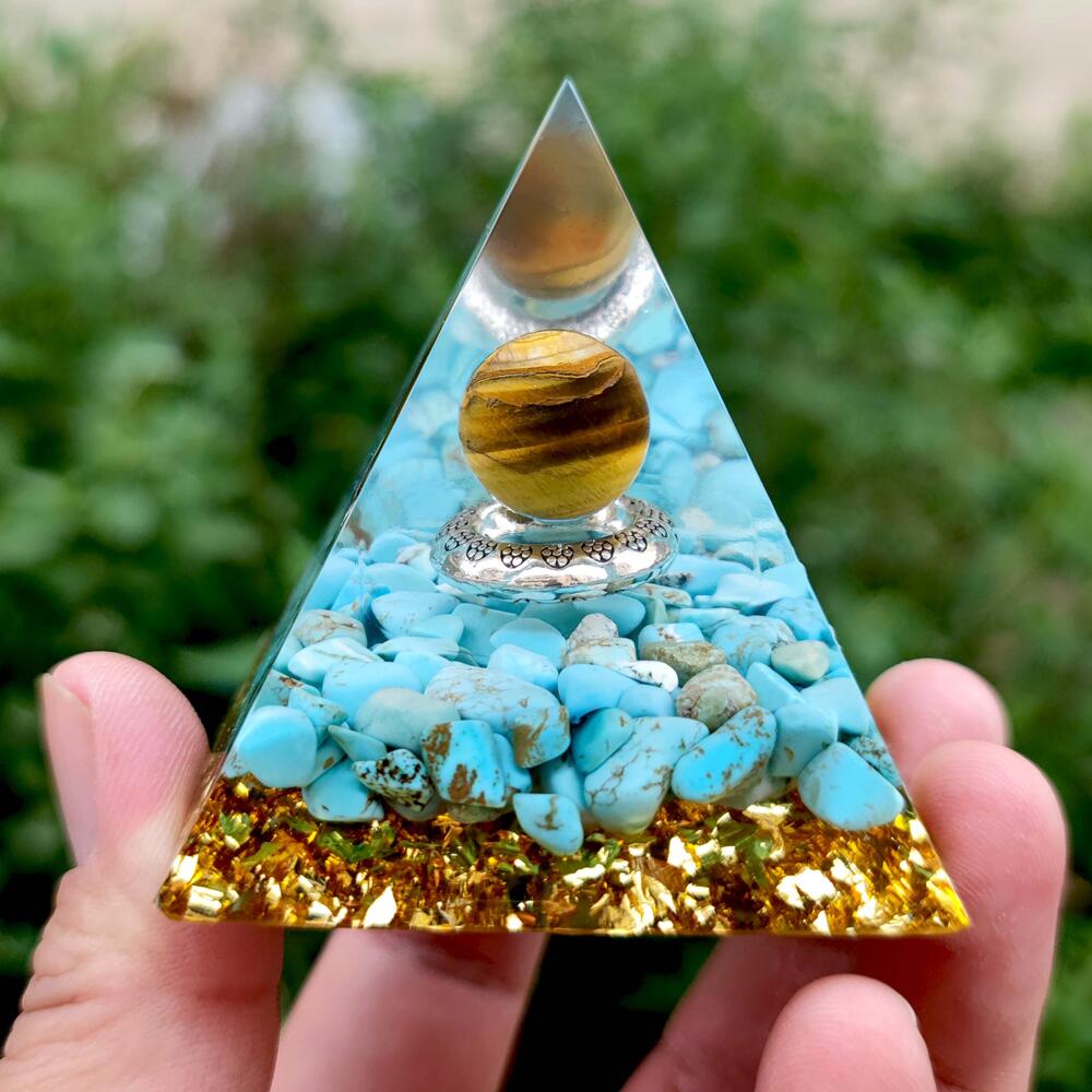 Turquoise Pyramid Venus Tiger's Eye Turquoise Orgone Pyramid